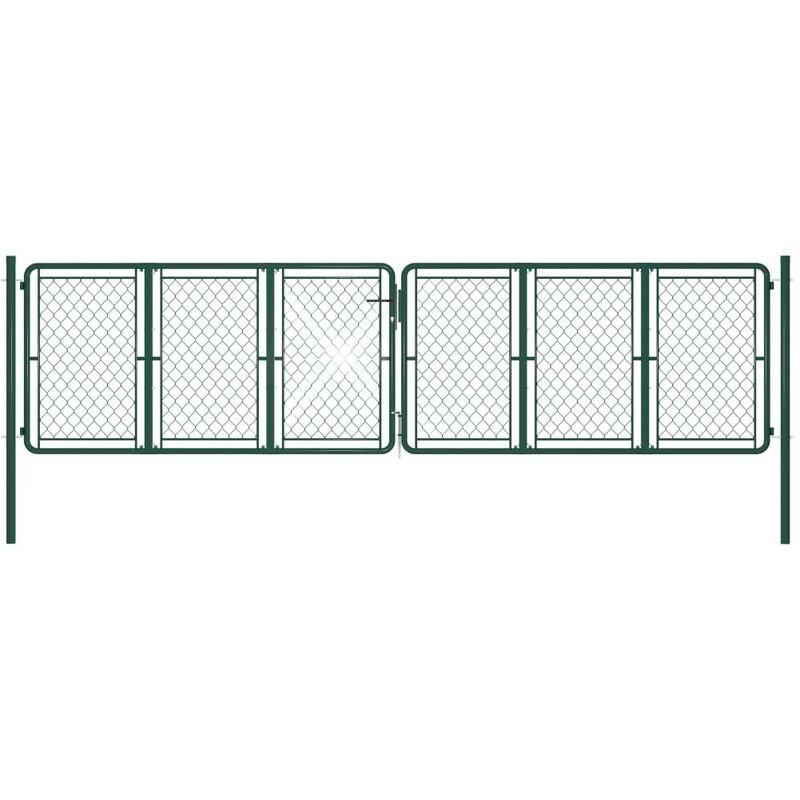 Portail de jardin Acier 400 x 100 cm Vert HDV34870 - Hommoo