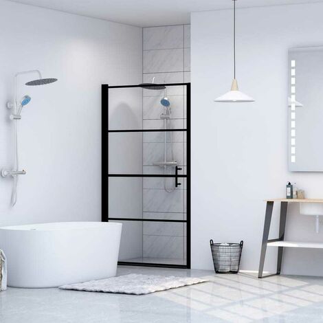 Hommoo Porte de douche Verre trempé 81x195 cm Noir HDV35183