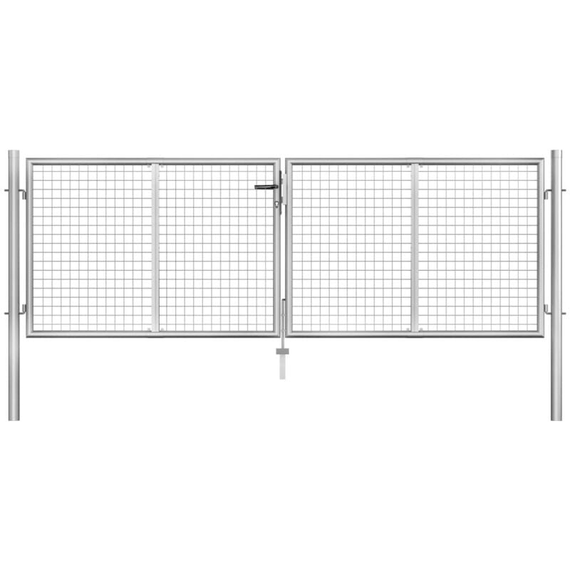 

Puerta de jardín de acero galvanizado plateado 306x125 cm - Hommoo