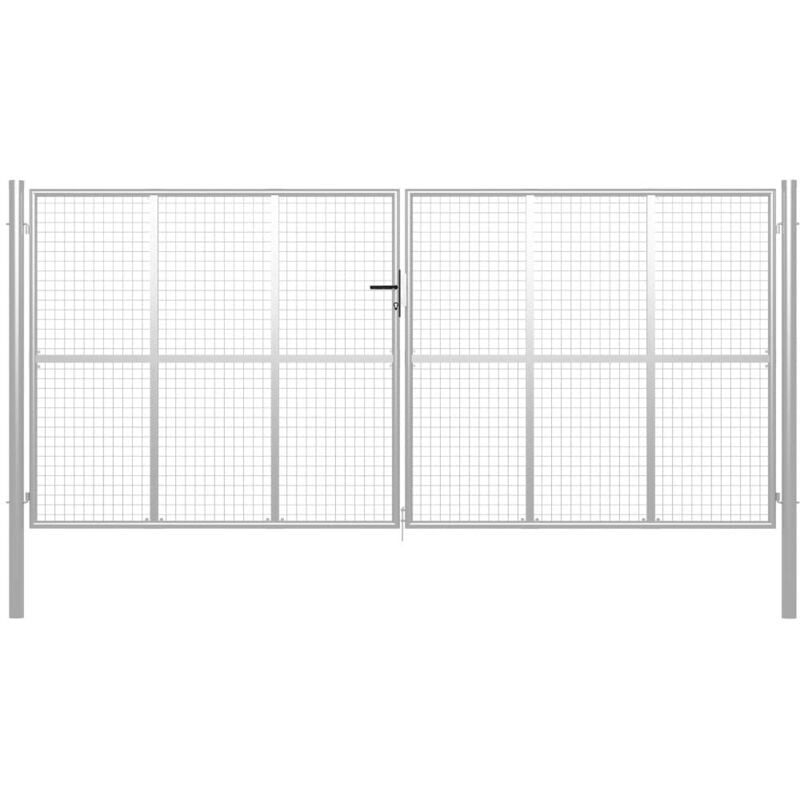 

Hommoo Puerta de jardín de acero galvanizado plateado 415x225 cm