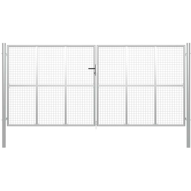 

Hommoo Puerta de jardín de acero galvanizado plateado 415x250 cm