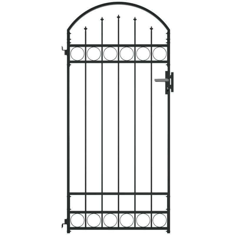 

Puerta de jardín con arco de acero negro 89x200 cm - Hommoo