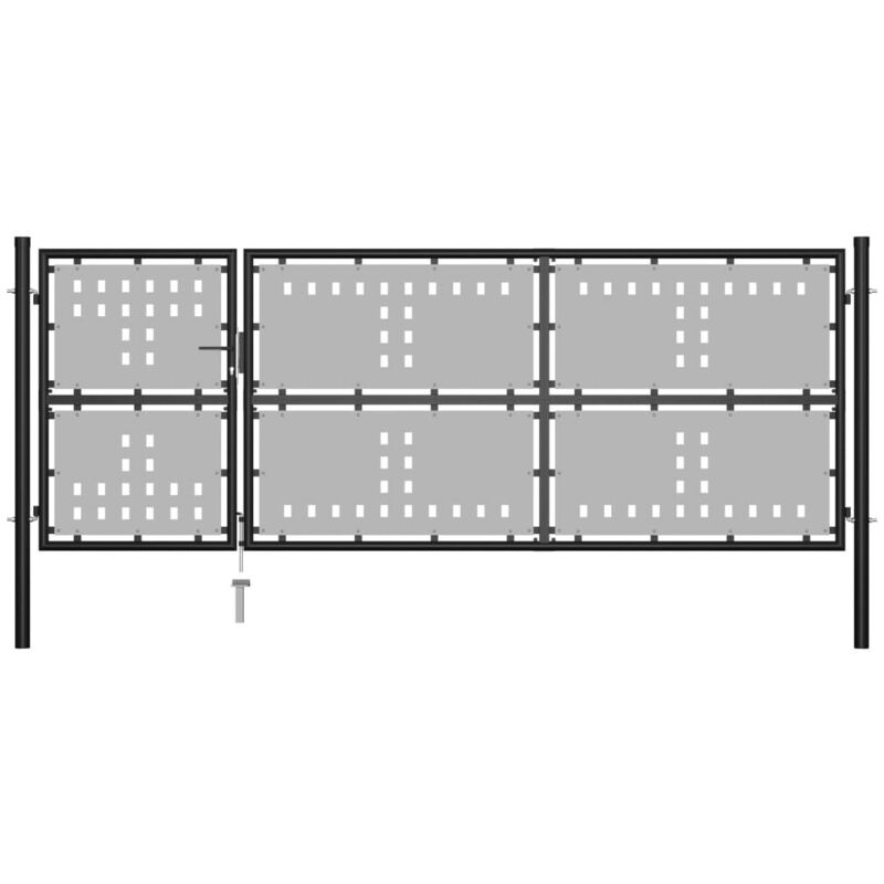 

Puerta de jardín de acero negro 350x125 cm - Hommoo