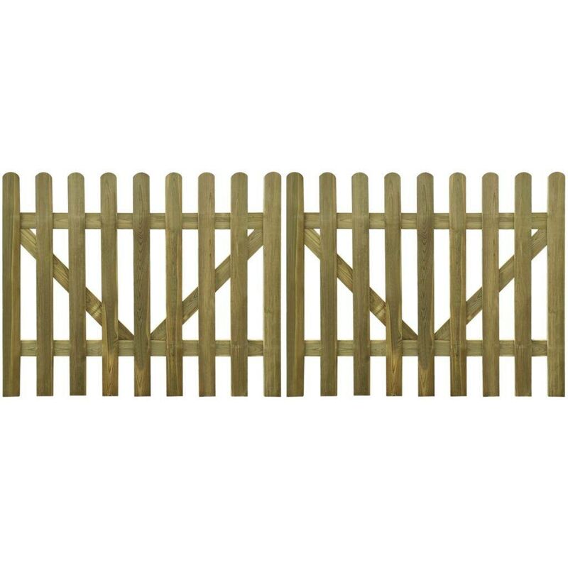 

Puerta de valla 2 unidades madera impregnada 300x120 cm - Hommoo