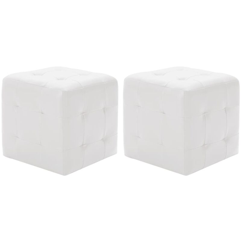 

Puf 2 unidades cuero sintético blanco 30x30x30 cm - Hommoo