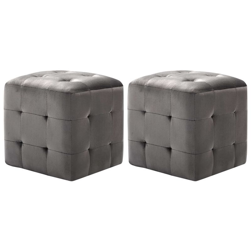 

Puf 2 unidades terciopelo gris 30x30x30 cm - Hommoo