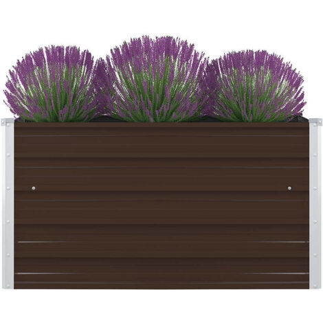 Hommoo Raised Garden Bed 100x100x45 cm Galvanised Steel Brown VD45680