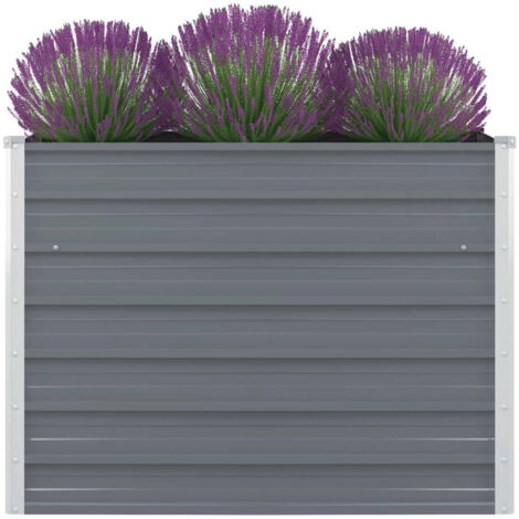 Hommoo Raised Garden Bed 100x100x77 cm Galvanised Steel Grey VD27000