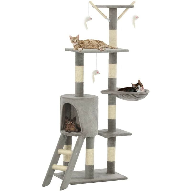 

Rascador para gatos con poste de sisal 138 cm gris - Hommoo