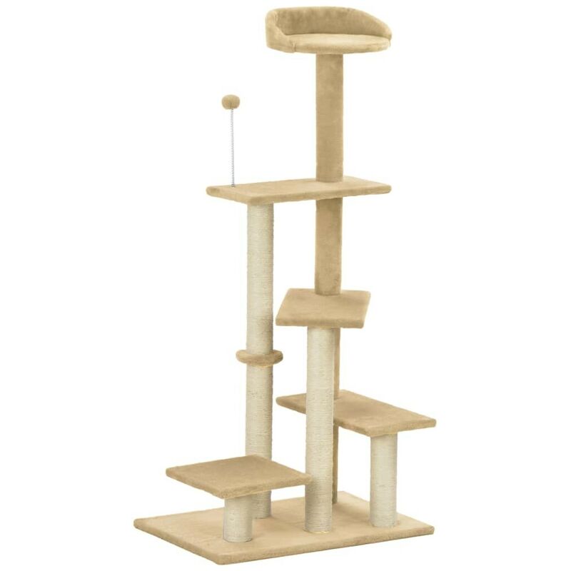 

Rascador para gatos con postes de sisal beige 125 cm - Hommoo