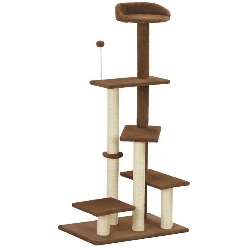 

Rascador para gatos con postes de sisal marrón 125 cm - Hommoo