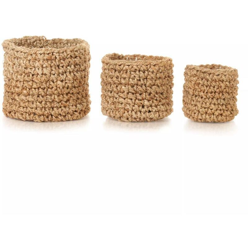 

Set cestas almacenamiento 3 piezas hechas a mano yute natural - Hommoo