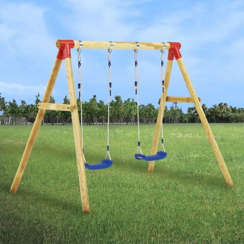 

Set de columpios de madera de pino 230x130x166 cm - Hommoo
