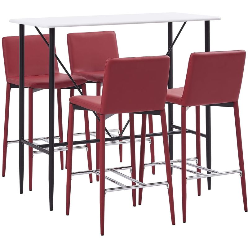 

Set de mesa alta y taburetes 5 pzas cuero sintético rojo tinto - Hommoo