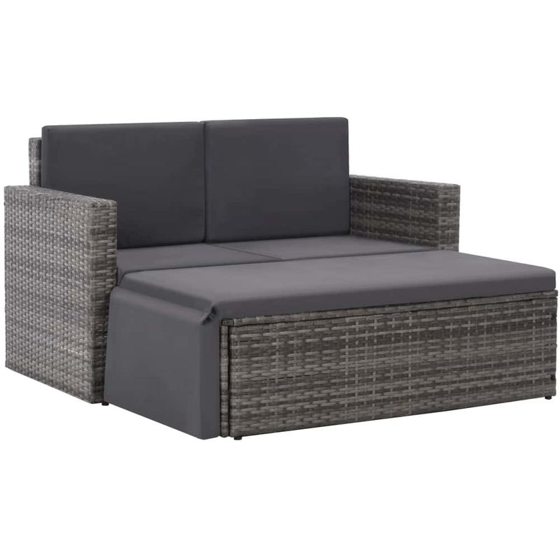 

Hommoo Set de muebles de jardín 2 pzas y cojines ratán sintético gris