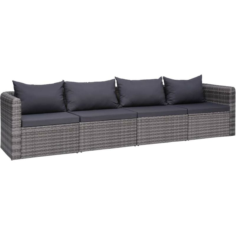 

Set de sofás de jardín 4 piezas y cojines ratán sintético gris - Hommoo