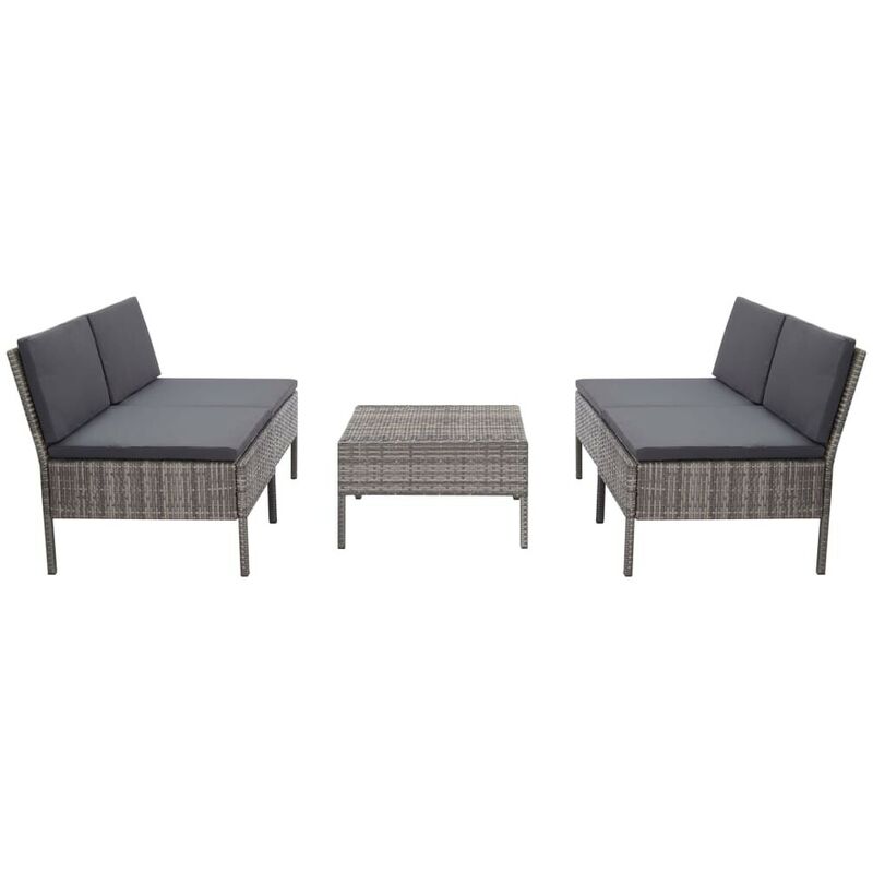 

Set de sofás de jardín con cojines 5 pzas ratán sintético gris - Hommoo
