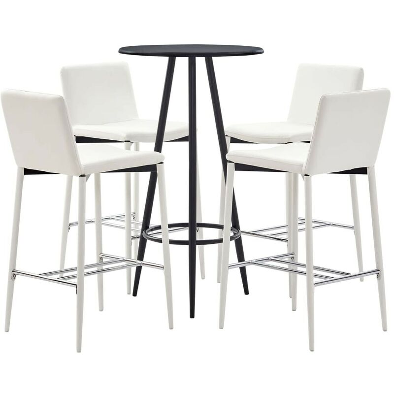 

Set mesa alta y taburetes de bar 5 pzas cuero sintético blanco - Hommoo