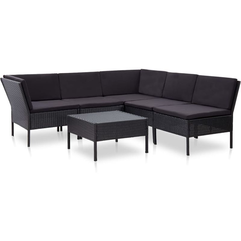 

Hommoo Set muebles de jardín 6 piezas y cojines ratán sintético negro