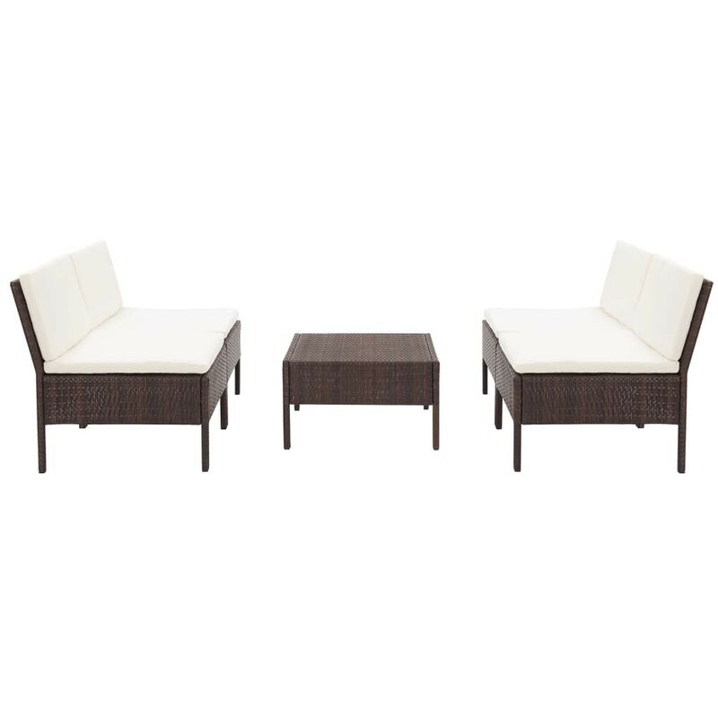 

Set sofás de jardín 5 piezas y cojines ratán sintético marrón - Hommoo
