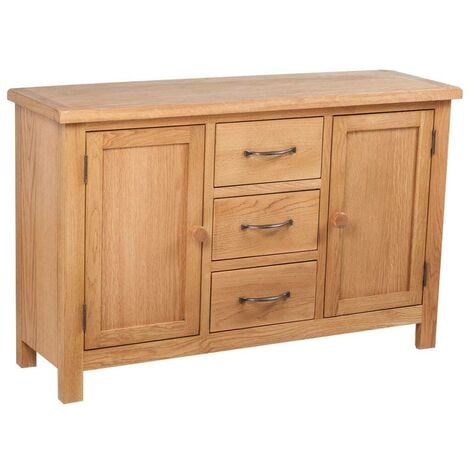 main image of "Hommoo Sideboard with 3 Drawers 110x33.5x70 cm Solid Oak Wood VD08909"
