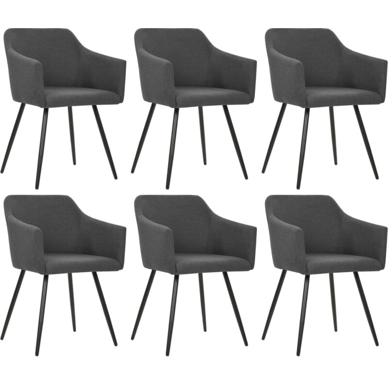 

Silla de comedor 6 unidades de tela gris oscuro - Hommoo