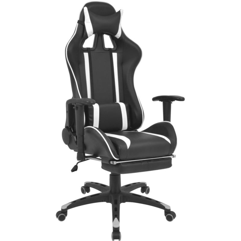 

Silla de escritorio Racing reclinable con reposapiés blanca - Hommoo