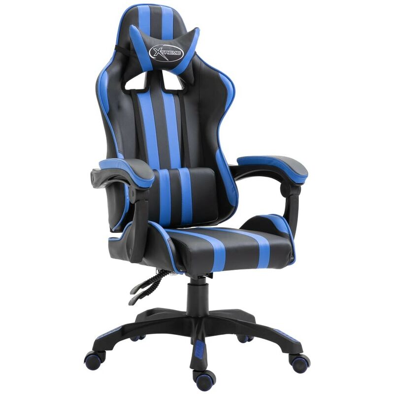 

Hommoo - Silla de gaming de cuero sintético azul