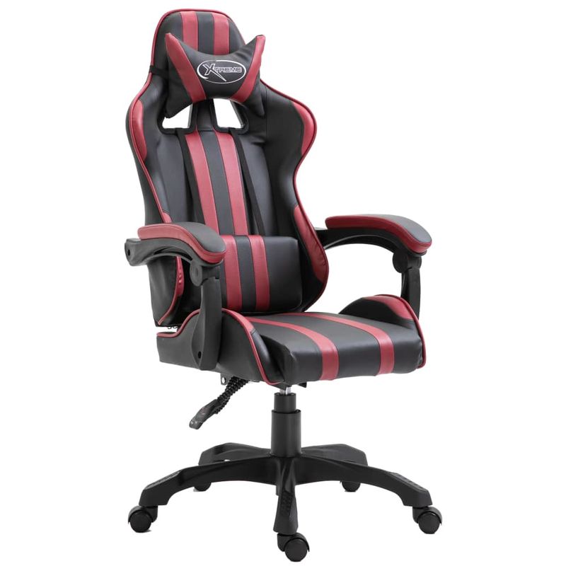 

Silla de gaming de cuero sintético color vino tinto - Hommoo