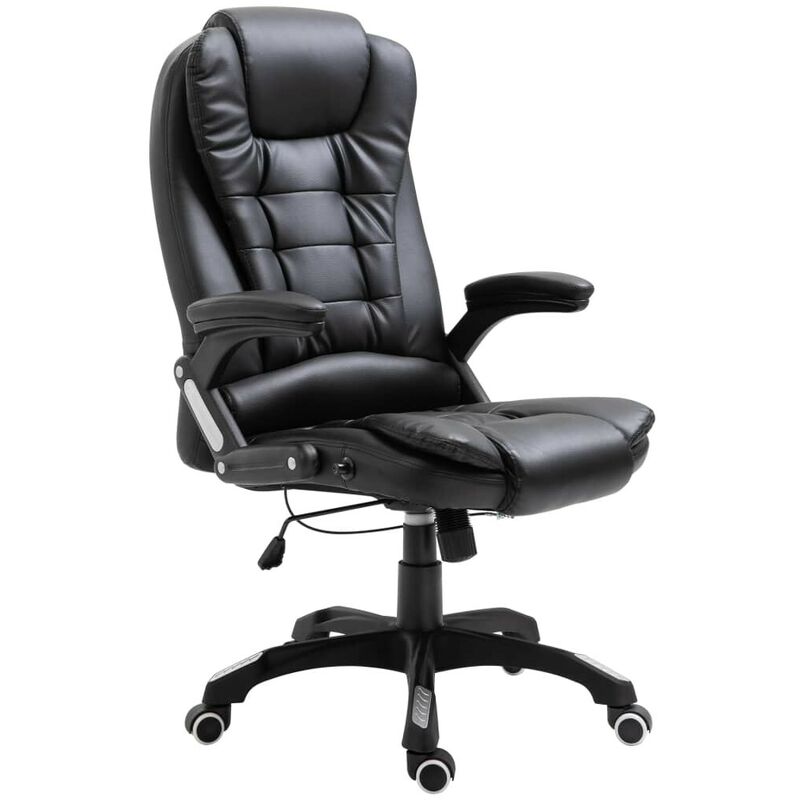 

Silla de oficina de cuero sintético negra - Hommoo