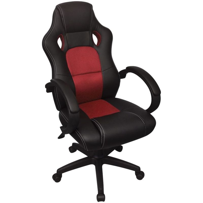 

Silla de Oficina Ejecutiva de Carreras Rojo Cuero Sintético - Hommoo