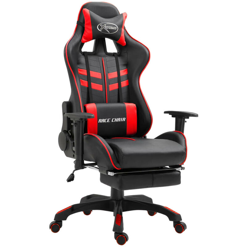 

Hommoo Silla gaming con reposapiés cuero sintético rojo