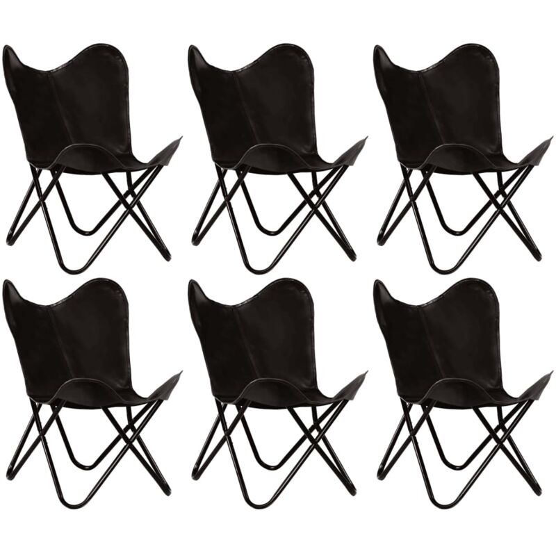 

Sillas Butterfly 6 unidades para niños cuero auténtico negro - Hommoo