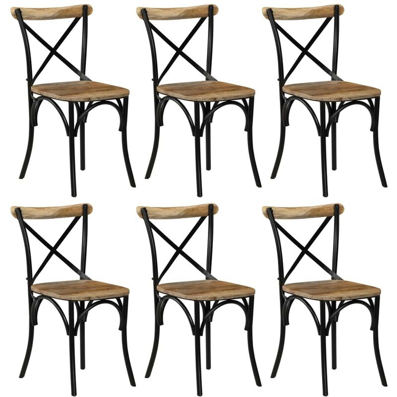 

Sillas con respaldo cruzado 6 uds madera maciza de mango negro - Hommoo