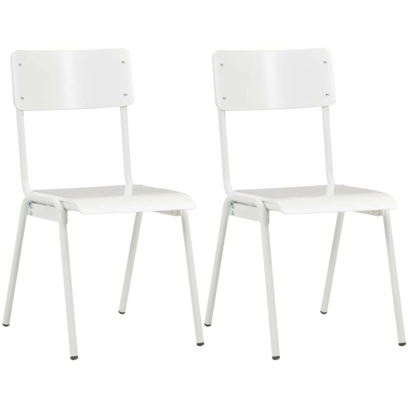 

Sillas de comedor 2 uds madera contrachapada y acero blanco - Hommoo