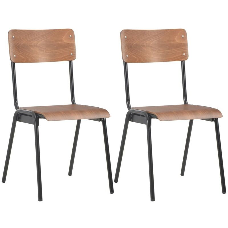 

Sillas de comedor 2 uds madera contrachapada y acero marrón - Hommoo