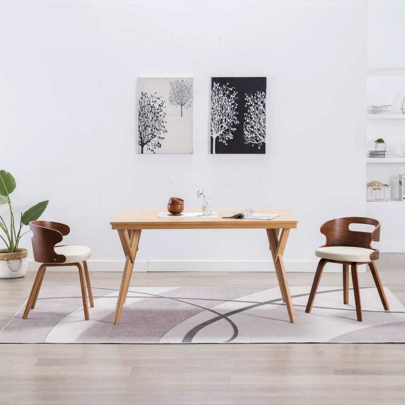 

Sillas de comedor 2 uds madera curvada y cuero sintético crema - Hommoo