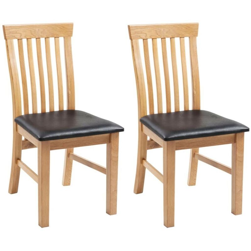 

Sillas de comedor 2 uds madera maciza roble y cuero artificial - Hommoo