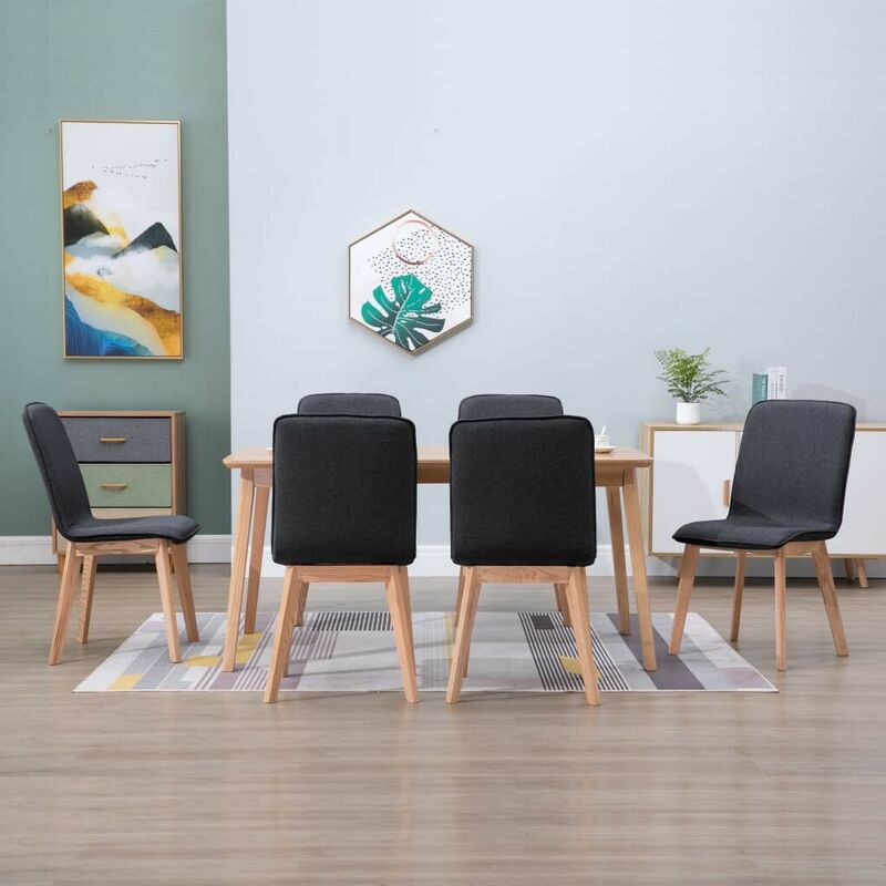 

Sillas de comedor 2 uds tela gris y madera maciza de roble - Hommoo