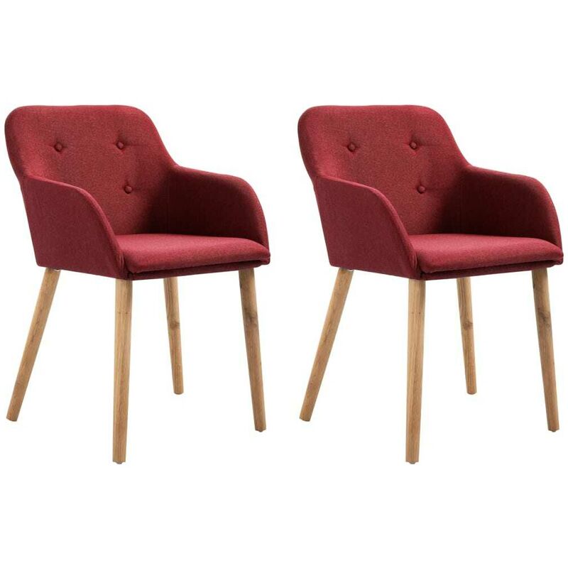 

Sillas de comedor 2 uds tela vino tinto y madera maciza roble - Hommoo