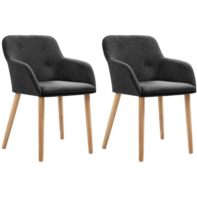 

Sillas de comedor 2 uds tela y madera maciza roble gris oscuro - Hommoo