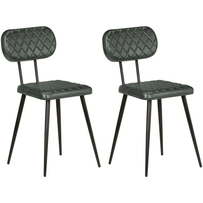 

Sillas de comedor 2 unidades cuero auténtico gris - Hommoo