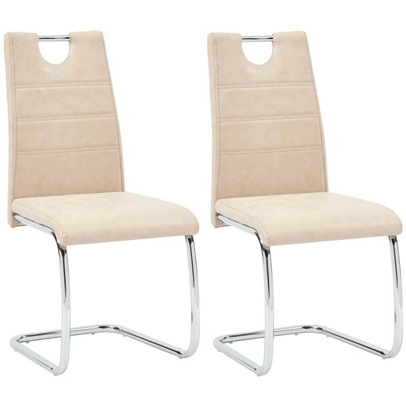 

Sillas de comedor 2 unidades cuero sintético color crema - Hommoo