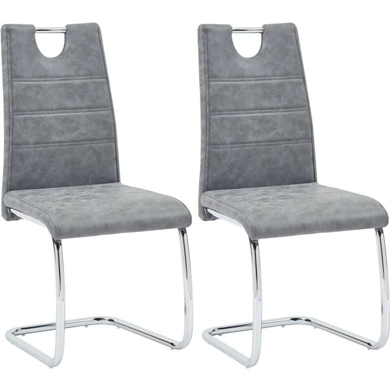 

Sillas de comedor 2 unidades cuero sintético gris - Hommoo