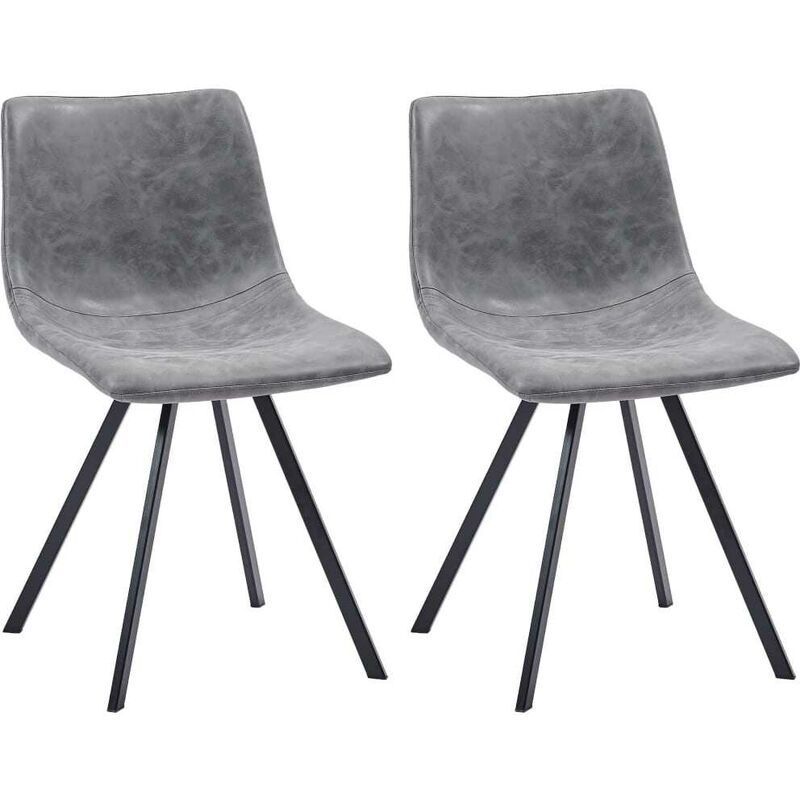 

Sillas de comedor 2 unidades cuero sintético gris - Hommoo