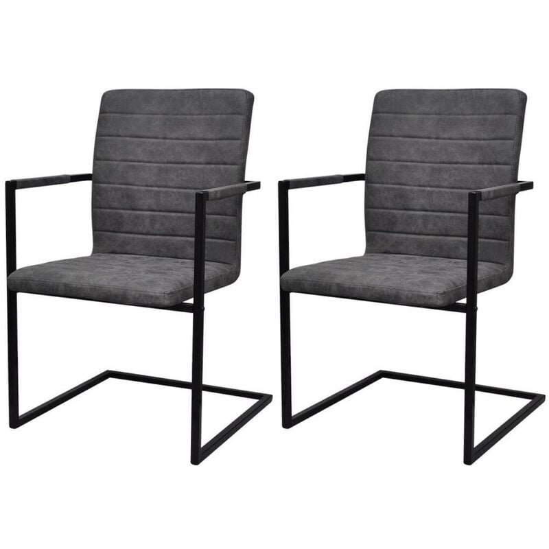 

Sillas de comedor 2 unidades cuero sintético gris - Hommoo