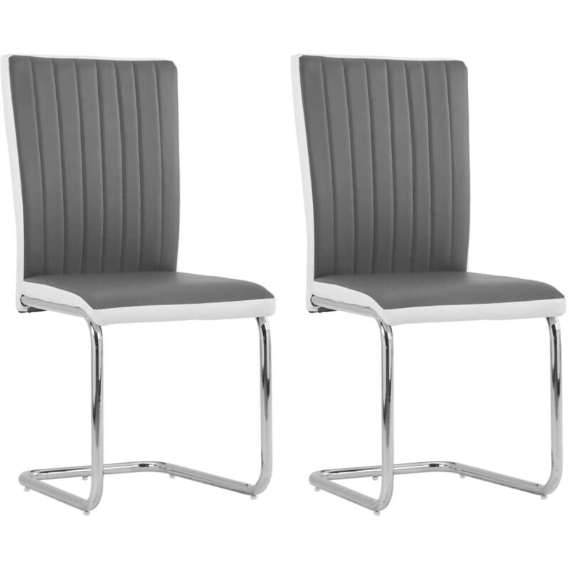 

Sillas de comedor 2 unidades cuero sintético gris - Hommoo
