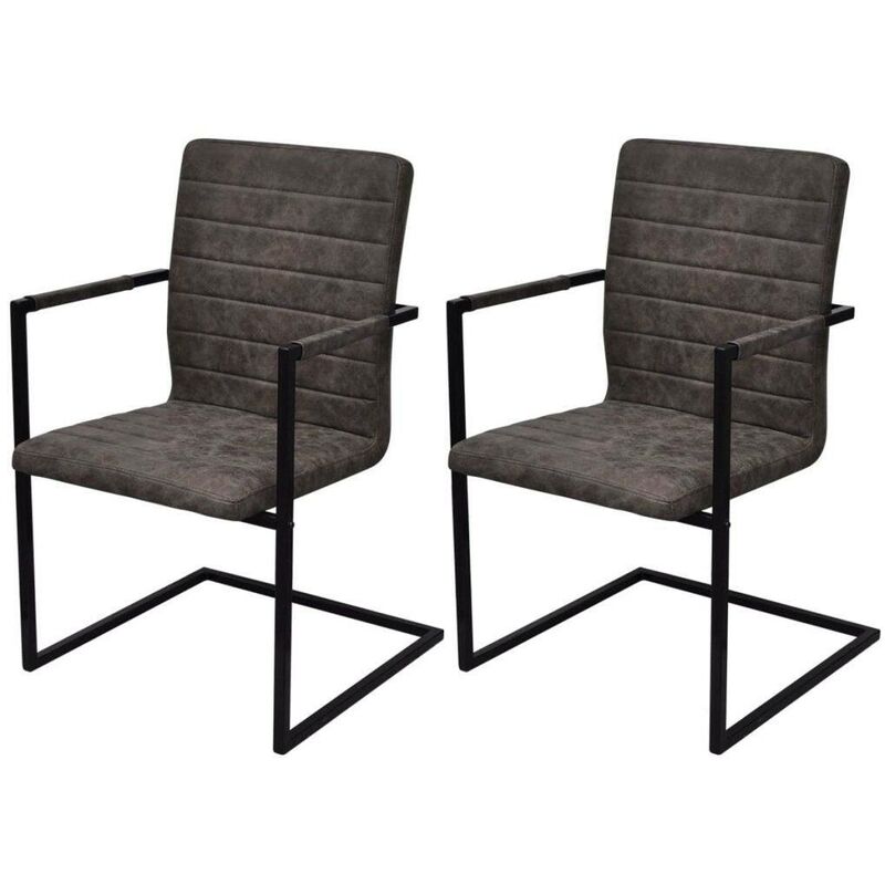 

Sillas de comedor 2 unidades cuero sintético marrón - Hommoo