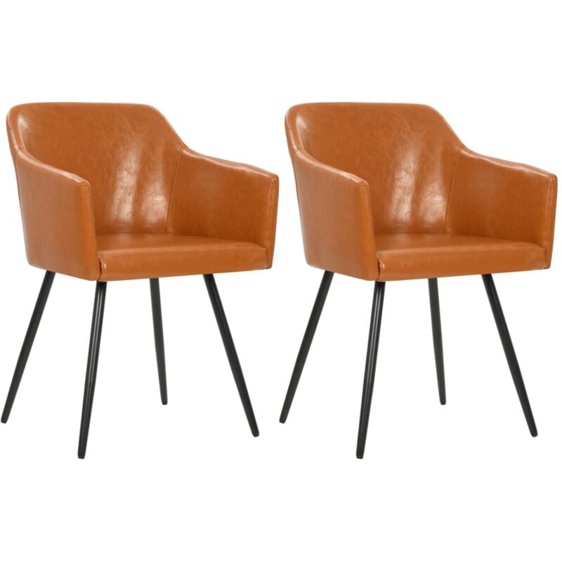 

Sillas de comedor 2 unidades cuero sintético marrón - Hommoo