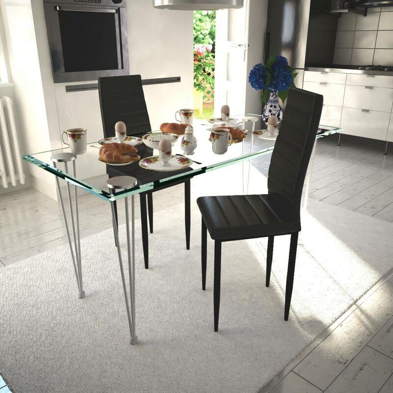 

Sillas de comedor 2 unidades cuero sintético negro - Hommoo